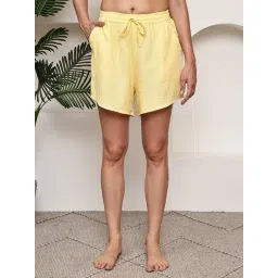 Tag 7 Yellow Cotton Lounge Shorts-picture-10