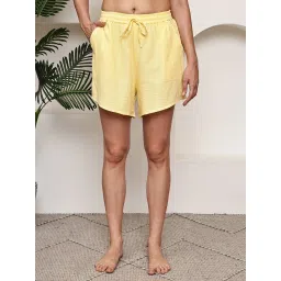 Tag 7 Yellow Cotton Lounge Shorts image 1