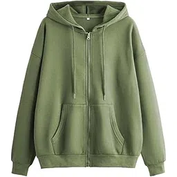 TAGAS Solid Color Loose Fit Long Sleeve Drawstring and Zip Casual Hoodie| Zip Up Hoodie| Sweatshirt | Unisex Hoodie|-picture-27