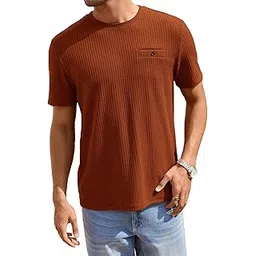 tagdo Men's Waffle Knitted Crew Neck Regular Fit Tees (5154)-picture-16