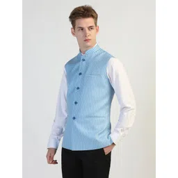 tahvo PTAHVO Striped Mandarin Collar Nehru Jacket image 2