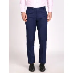 TAHVO Blue Cotton Regular Fit Trousers-picture-28