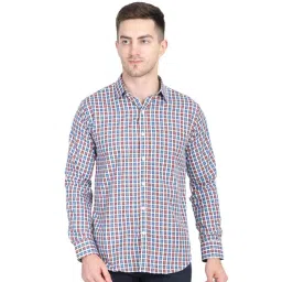 TAHVO Blue Cotton Slim Fit Checks Shirt-picture-12