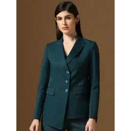 TAHVO Blue Viscose Solid Full Sleeves Blazers-picture-19