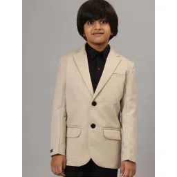TAHVO Boys Beige Cotton Solid Full Sleeves Blazer-picture-14