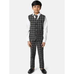 TAHVO Boys Checked Single-Breasted Slim-Fit 3-Piece Suit-picture-13