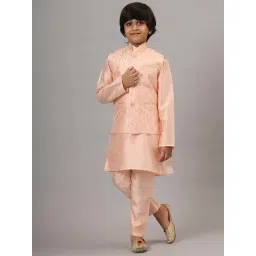 TAHVO Boys Peach Embroidery Full Sleeves Kurta Pyjama Sets-picture-10