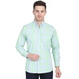 TAHVO Green Cotton Regular Fit Checks Shirt-picture-24