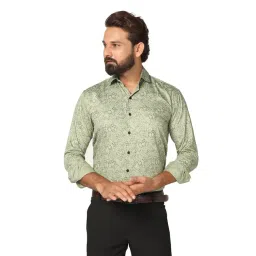 TAHVO Green Slim Fit Printed Shirt-picture-24