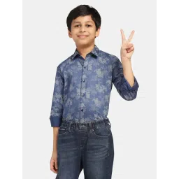 TAHVO Kids Blue Cotton Printed Full Sleeves Shirt-picture-18