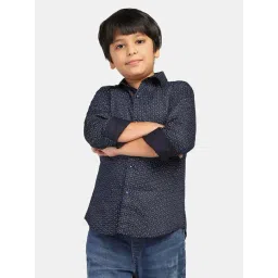 TAHVO Kids Navy Cotton Printed Full Sleeves Shirt-picture-20