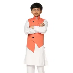 TAHVO Kids Peach Slim Fit Nehru Jacket-picture-18