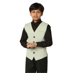 TAHVO Kids Pista Green Slim Fit Waistcoat-picture-40