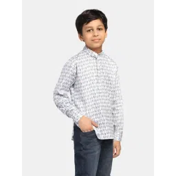 TAHVO Kids White Cotton Printed Full Sleeves Shirt-picture-39