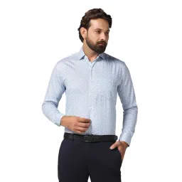 TAHVO Light Blue Slim Fit Printed Shirt-picture-15