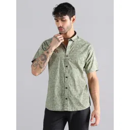 Tahvo Light Green Cotton Regular Fit Shirt-picture-29