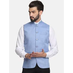 TAHVO Mandarin Collar Satin Nehru Jacket-picture-29