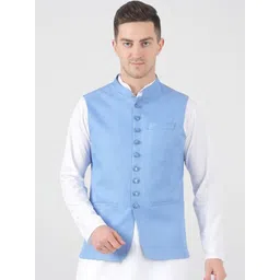 TAHVO Mandarin Collar Satin Nehru Jacket-picture-10