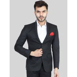 TAHVO Men Black Solid Slim-Fit Single-Breasted Party Blazer-picture-37