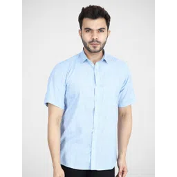 TAHVO Men Blue Comfort Checked Casual Shirt-picture-32