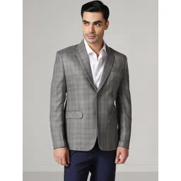 TAHVO Men Checked Notchel Lapel Single Breasted Blazer-picture-38
