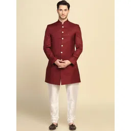 TAHVO Men Mandarin Collar Long Sleeve Sherwani Set-picture-27