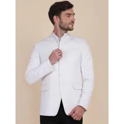 TAHVO Men White Solid Bandhgala Blazers-picture-11