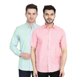 TAHVO Multi Cotton Slim Fit Shirt Pack of 2-picture-13