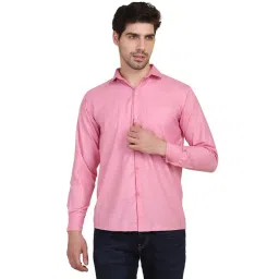 TAHVO Pink Cotton Slim Fit Shirt-picture-11