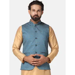 TAHVO Printed Mandarin Collar Nehru Jacket-picture-41