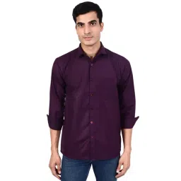 TAHVO Purple Cotton Slim Fit Shirt-picture-44