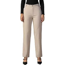 tahvo Women’s High Waist Formal Trouser | Straight Fit, Comfortable Fabric Pant for Office & Casual Wear-picture-48