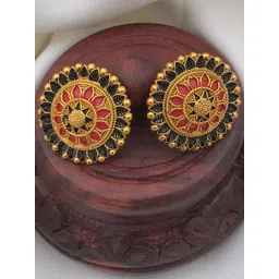 Tajoni Gold-Plated Oxidised Circular Shaped Studs-image-6