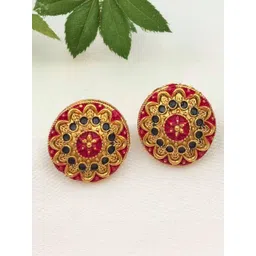 Tajoni Gold-Plated Oxidised Circular Shaped Studs-image-11