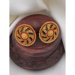 Tajoni Gold-Plated Oxidised Circular Shaped Studs-image-12