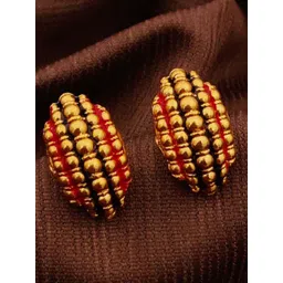Tajoni Gold-Plated Oxidised Contemporary Shaped Studs-image-16