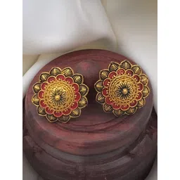 Tajoni Gold-Plated Oxidised Floral Shaped Studs-image-0