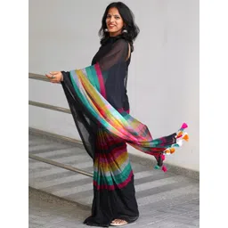 TAJOO Checked Pure Linen Saree-picture-26