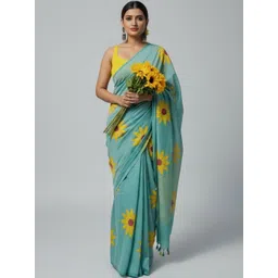 TAJOO Floral Pure Linen Saree-picture-24