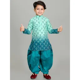 TAKE STYLE Boys Ethnic Motifs Print Regular Dupion Silk Kurta with Patiala-picture-18