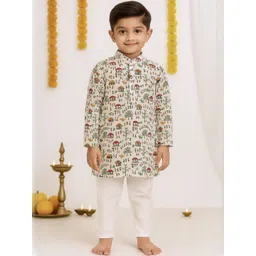 take style Cotton Printed Kurta & Cotton Blend Pajama Set For Boys-picture-43