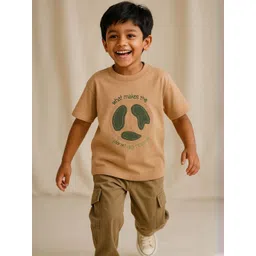 TALES & STORIES Boys Beige Cotton Printed Regular Fit T-shirt-picture-19