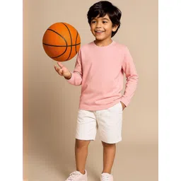 TALES & STORIES Boys Cotton Solid Pink T-Shirt-picture-43