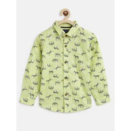 TALES & STORIES Boys Lime Green Printed Cotton Casual Shirt-picture-47
