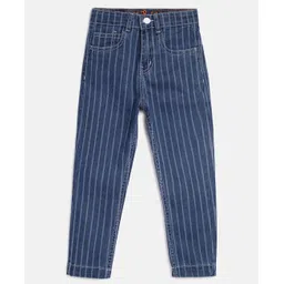 Tales & Stories Boys Lycra Carrot Fit Stripe Jeans - Blue-picture-13