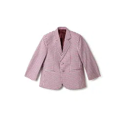 tales & stories Boys Maroon Checkered Full Sleeve Blazer-picture-18