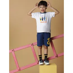 TALES & STORIES Boys Navy Blue Cotton Printed Shorts-picture-27