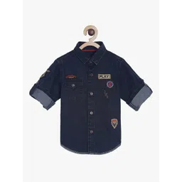 TALES & STORIES Boys Navy Blue Regular Fit Solid Casual Shirt-picture-11
