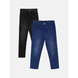 TALES & STORIES Boys Pack of 2 Cotton Slim Fit Light Fade Stretchable Jeans-picture-58