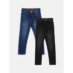 TALES & STORIES Boys Pack of 2 Slim Fit Mildly Distressed Light Fade Stretchable Jeans-picture-37